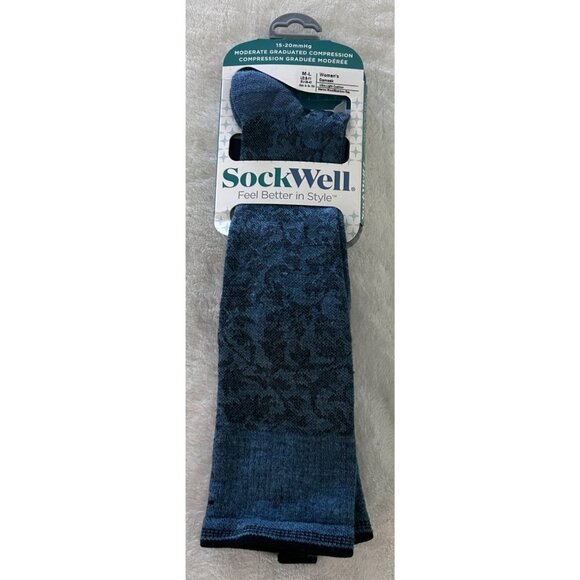 Sockwell Womens Moderate Graduated Compression Socks Damask M-L Bamboo - Picture 1 of 4